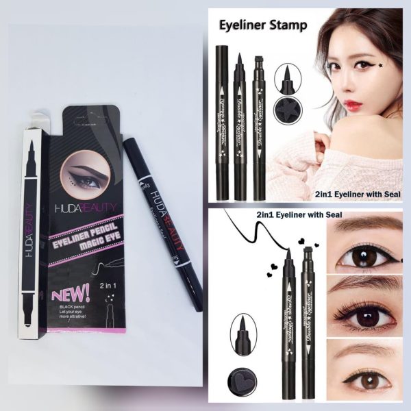 Huda beauty Eyeliner / 2 In 1 Eyeliner Stamp – Stamp Eyeliner Pen – Stamp Liner
